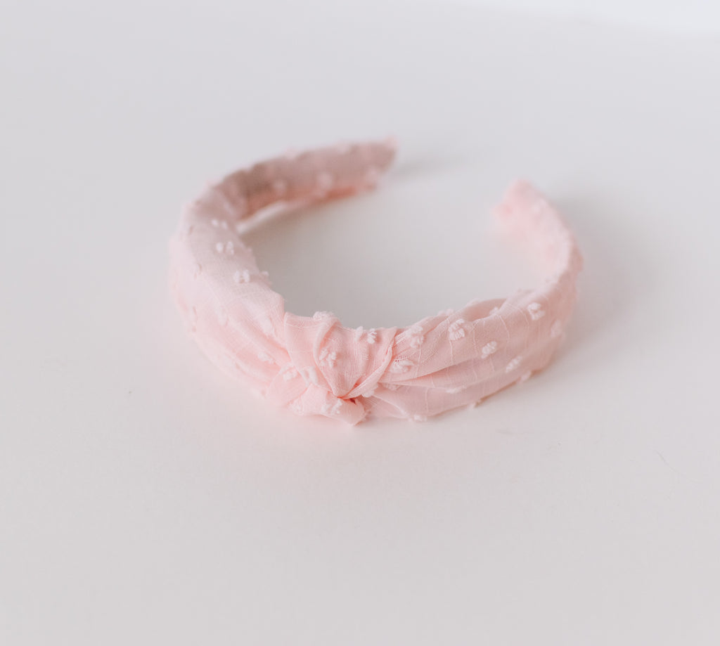 Pink Swiss Dot Knotted Headband